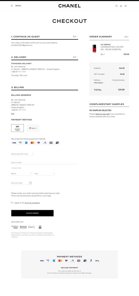 chanel payment options|chanel log in.